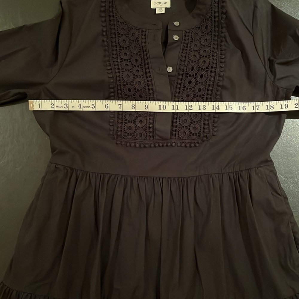 EUC J. Crew Lace/Embroidered Cotton Tiered Midi Black Dress XS - Picture 11 of 13